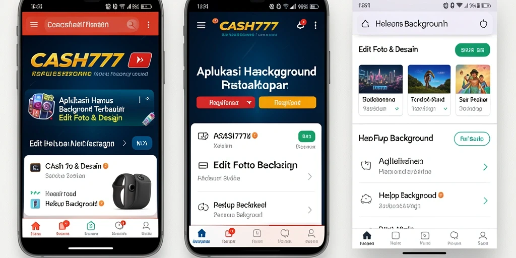 Antarmuka sederhana CASH777 saat menghapus latar belakang.