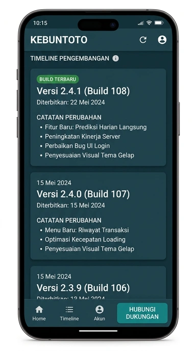 Tampilan riwayat versi kebuntoto